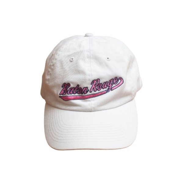 Perrin Accessories - Louisiana Hat Womens One Size White Pink Adjustable Baton Rouge Cap